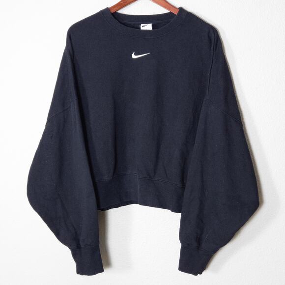 Nike Tops - Nike Cropped Oversized Sweatshirt Black Size XL Sporty Minimal
